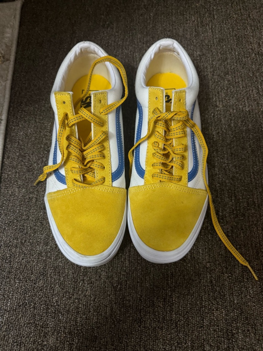 UCLA Vans Yellow Blur and White Low-Top Sneakers